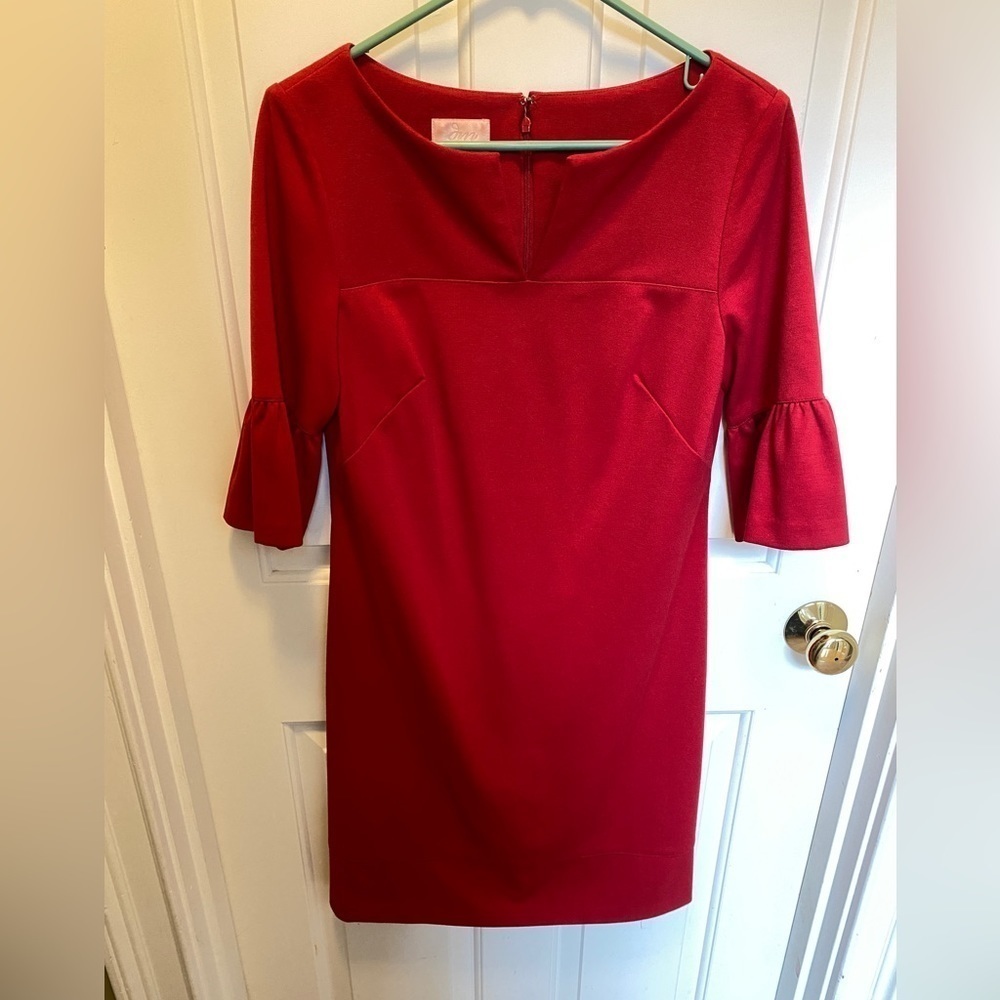 DONNA Morgan 3/4 Bell Sleeve Red Casual Cocktail Dress
